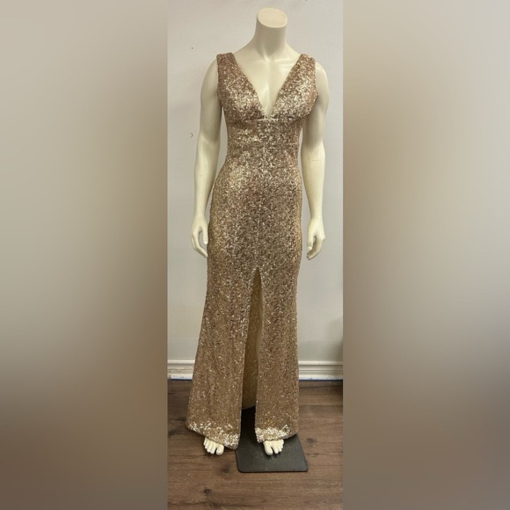 ARK ampCO GOLD SEQUIN GOWN IN SIZE SMALL - Picture 3 of 7